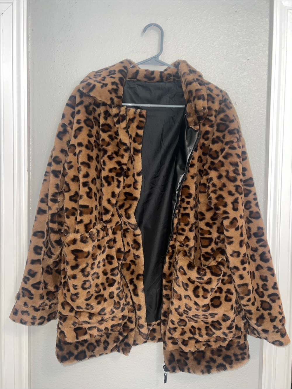Source Unknown Leopard Print Teddy Jacket - Brown & Black